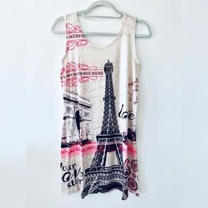 NWT SLEEVELESS CASUAL T-SHIRT A-LINE MINI DRESSES PRINT CREWNECK BEACH TANK